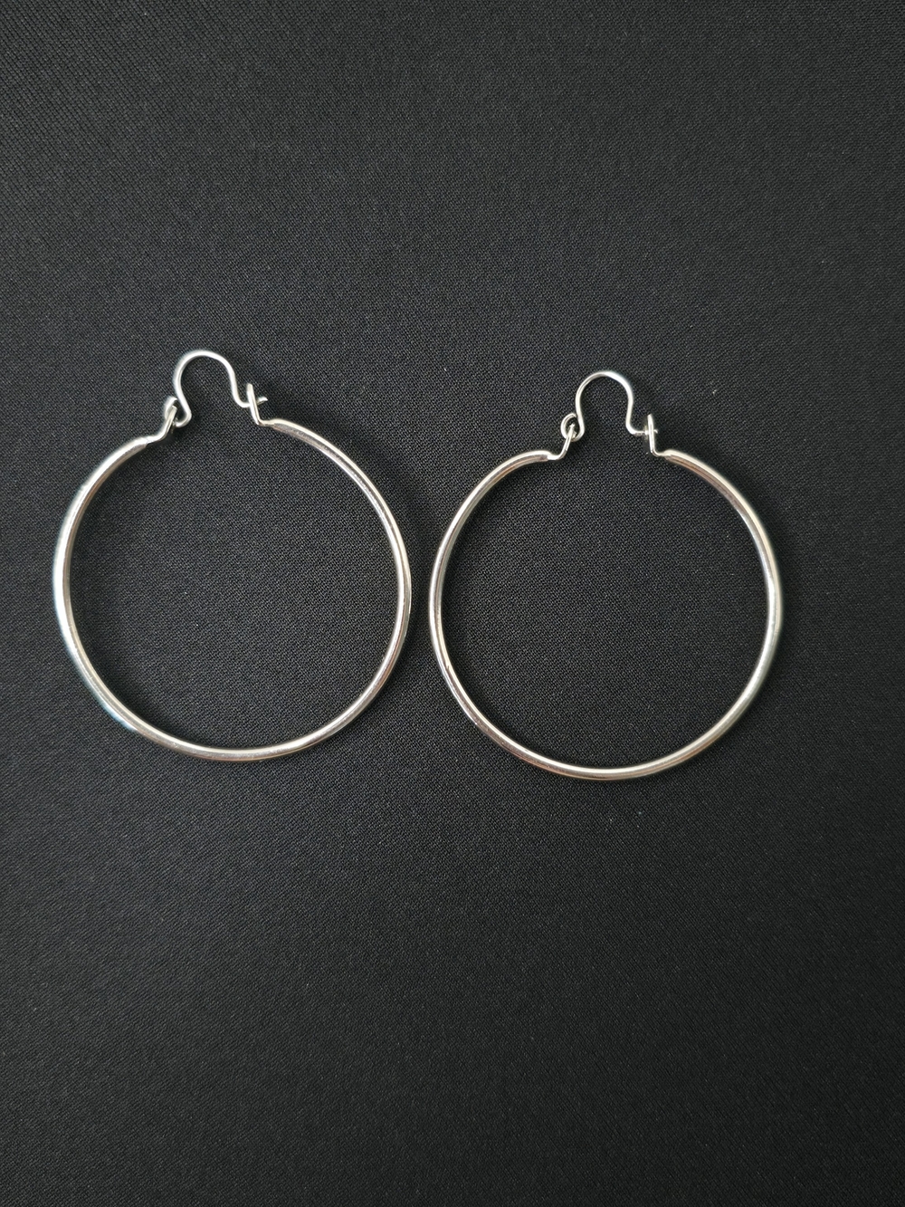 Vintage Stainless Steel Hoop Earrings 2" Dangle